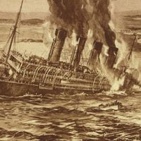 Illustration of Lusitania sinking