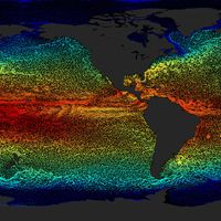 Map of global currents and temperatures